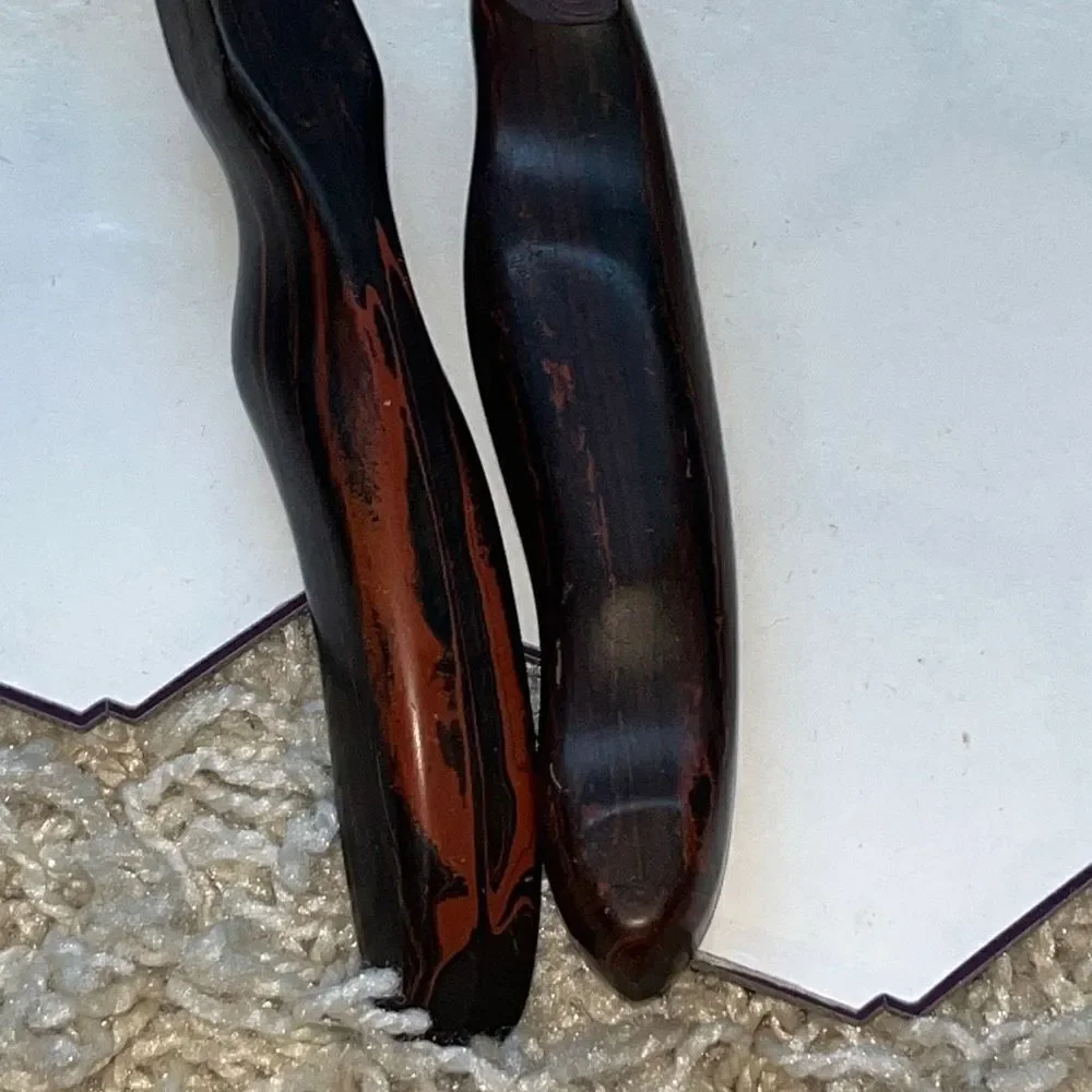 Cutco serving fork and spoon brown swirl handle 17KH 1726